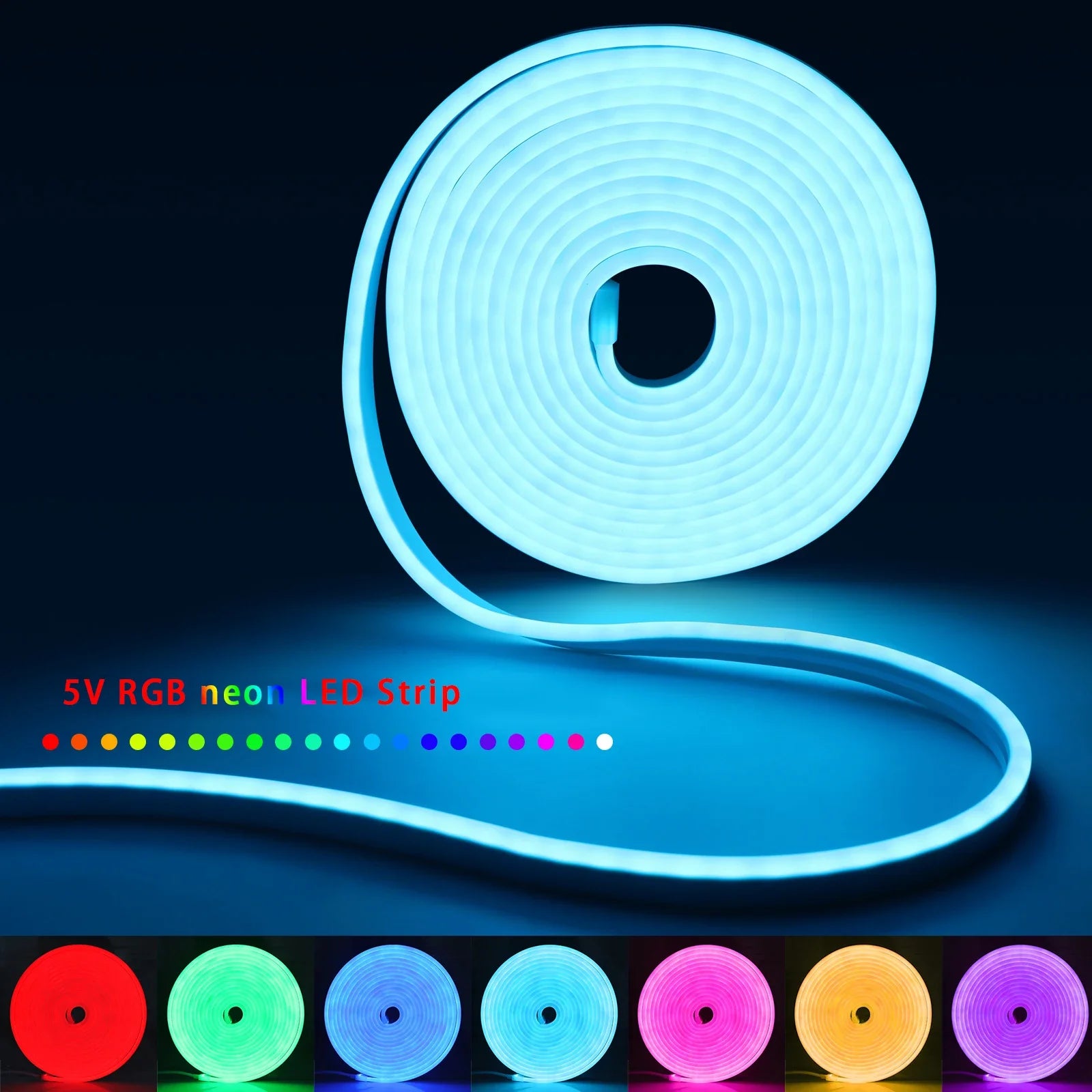 1-5m RGB LED Neon Strip Light 5V USB Flexible Rope Light APP Remote Control Music Sync Color Changing for Room Home Decorations